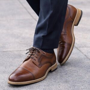 Stacy Adams Brown Leather Wingtip Derby Shoes